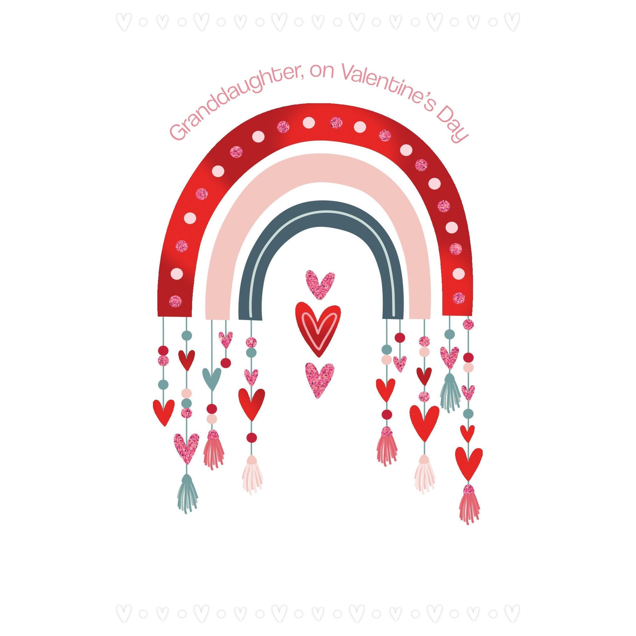 Heart Rainbow Valentine's Day Card Granddaughter